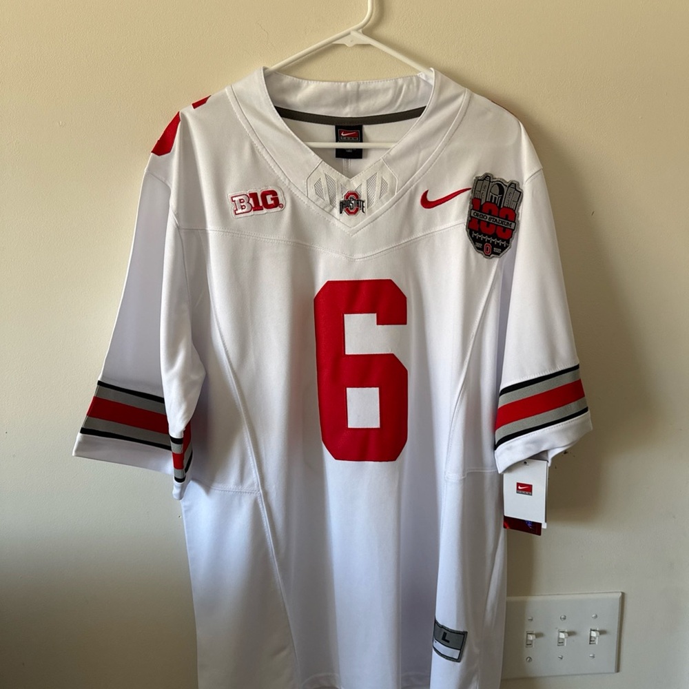Men’s Nike Kyle McCord #6 Ohio State Buckeyes 100 Seasons Patch - White NWT RARE